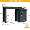 2-In-1 Outdoor Backyard Steel Firewood Rack and Black Metal Storage Shed,Indoor Garden Sloped Roof Open Firewood Storage Buildings-Coolbibila - 4 of 4