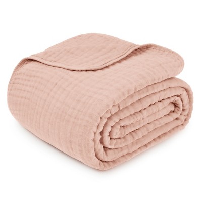 Blush Queen Muslin Cotton Cooling Throw Blanket