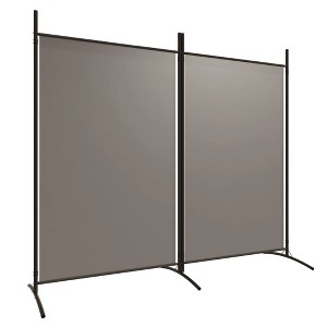 vidaXL 2-Panel Room Divider in Anthracite - Fabric and Iron Partition for Space Management and Decor - 1 of 4