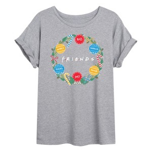 Women's - Friends - Wreath Oversized Graphic T-Shirt - 1 of 4