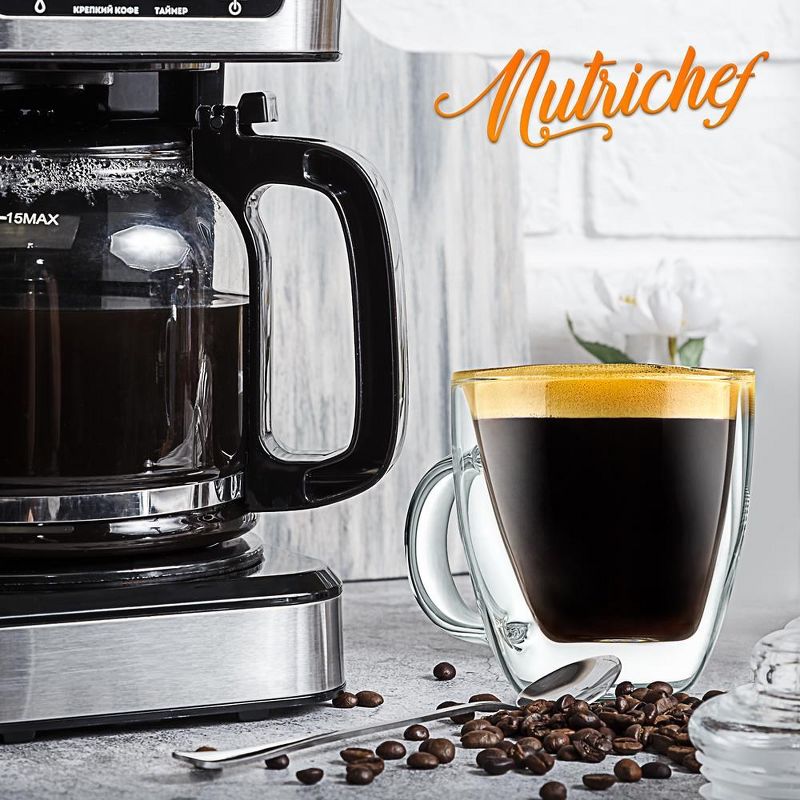 NutriChef 4 Pcs. of Clear Glass Coffee Mug - Elegant Clear Glasses with Convenient Handles, For Hot and Cold Drinks, 3 of 8