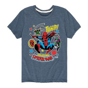 Boys' - Marvel - Spider-man Stickers Style Short Sleeve Graphic T-Shirt - 1 of 4