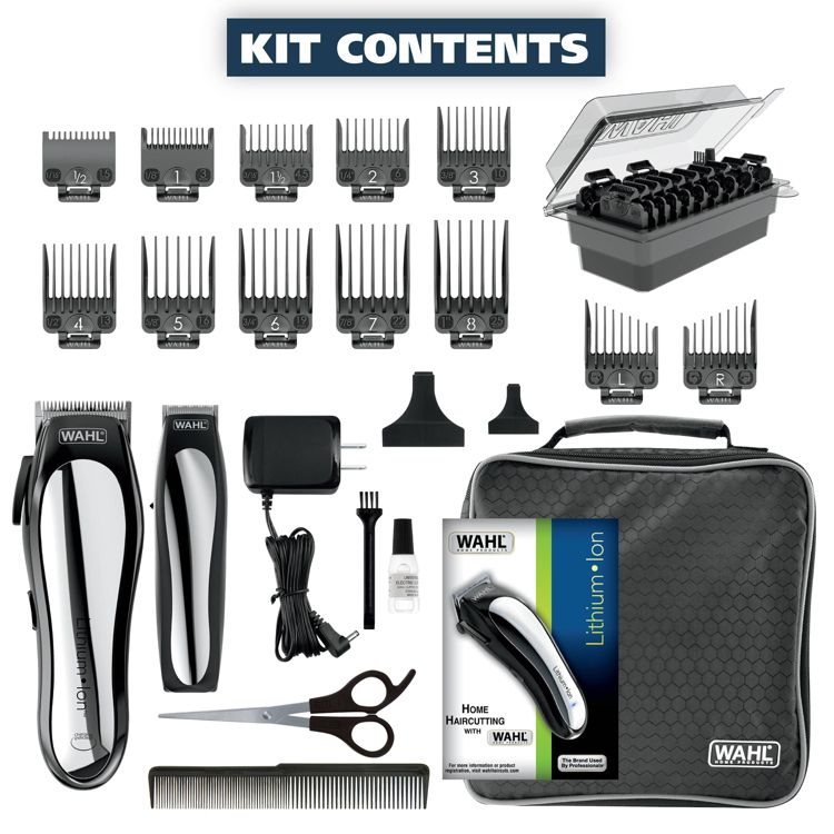 Wahl Lithium Ion Pro Haircutting Kit with Rechargeable Cordless Hair Clipper and Battery Touch Up Hair Trimmer, 4 of 10