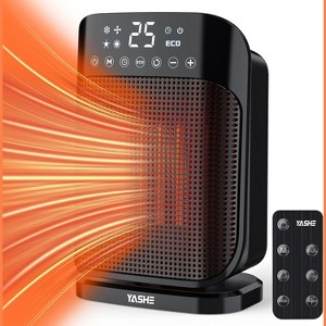 YASHE Space Heaters for Indoor Use, 1500W Portable Heater with Thermostat and Remote, 24H Timer, 75°Oscillation - 1 of 4