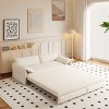 Queen Size Velvet Pull Out Sofa Bed, 3-in-1 Convertible Sleeper Bed with Side Storage, Cutton Filling Loveseat Bed with Iron Frame-Baofuwish - 3 of 4