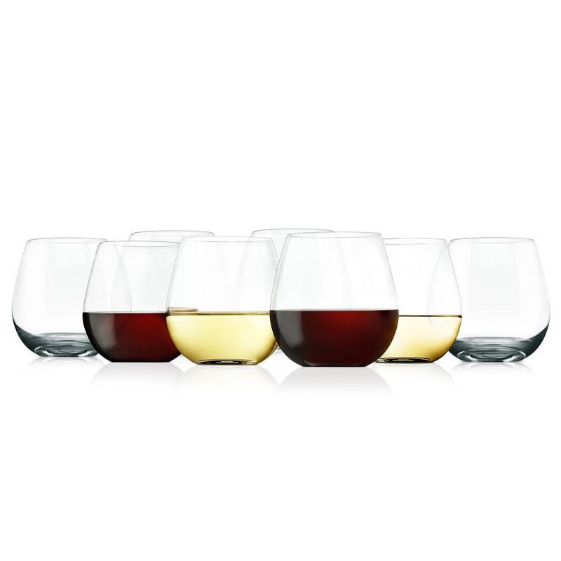 NutriChef 8 Pcs. of Crystal-Clear Stemless Wine Glasses - Ultra Clear and Thin, Elegant Clear Wine Glasses, Hand Blown, 2 of 8