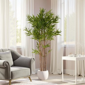 APRILSOUL 70" Artificial Bamboo with Pot，Green - 1 of 4