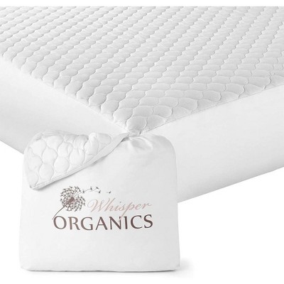 Whisper Organics, 100% Organic Cotton Mattress Protector, a Breathable, Quilted, Fitted Mattress Pad Cover, GOTS Certified, White - King