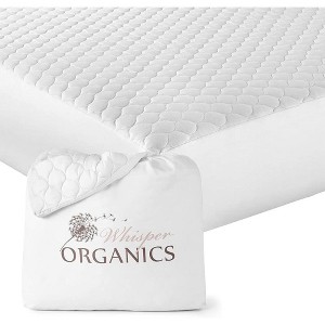 Whisper Organics, 100% Organic Cotton Mattress Protector, a Breathable, Quilted, Fitted Mattress Pad Cover, GOTS Certified, White - King - 1 of 4