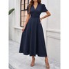 Clearlove Women's Summer Waist Dress Smocked Flutter Short Sleeve V Neck Midi Dresses 2025 New - 2 of 4