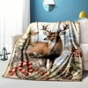 Lomsoe Vintage Deer Flannel Flannel Blanket Print Christmas Warm Cover Christmas Gift. - 3 of 4