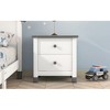 LIVAREEmlen Wooden Nightstand with Two Drawers for Kids, End Table for Bedroom, White+Gray - 4 of 4