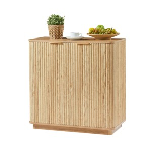 TopComfy Decorative Storage Cabinets Buffet Cabinet Sideboard Locker with Storage Curved wave Design for Living Room, Beige, 31.5"*15.75"*31.5" - 1 of 4