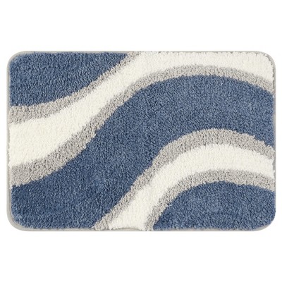 Unique Bargains Bathroom Soft Tub Shower Wavy Stripes Non-Slip Absorbent Bath Mat 1 Pc