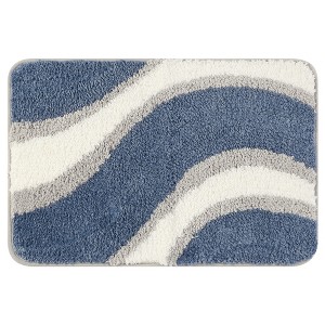 Unique Bargains Bathroom Soft Tub Shower Wavy Stripes Non-Slip Absorbent Bath Mat 1 Pc - 1 of 4