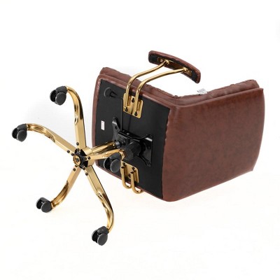 Walnut Brown Leather Executive Swivel Office Chair with Gold Base
