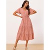 INSPIRE CHIC Women's Summer Casual Short Flutter Sleeve V Neck Elastic Waist Flowy Polka Dots Dress - 3 of 4