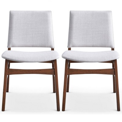 Vynxaria Light Gray Dining Chairs (Set of 2) with Mid-Century Modern Design