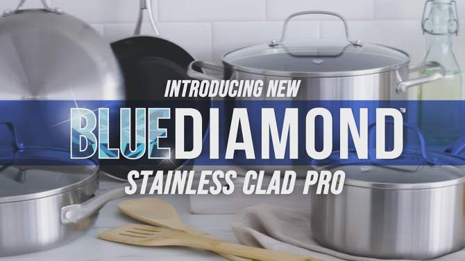 Blue Diamond 8&#34; Ceramic Stainless Steel Open Frypan Metallic Silver, 2 of 8, play video