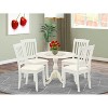 HomeStock 5-Piece Linen White Finish Solid Wood Top Dining table with 4 Chairs with Drop Leaf Slat Back - 2 of 4