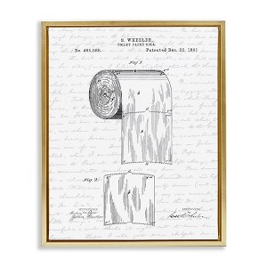 Stupell Industries Vintage Toilet Paper Roll Patent Floating Frame Canvas Art - 1 of 4