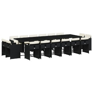 vidaXL Patio Dining Set - Black Poly Rattan/Cushioned Outdoor Furniture 17 Piece - 15.5ft Garden Table - Al Fresco - 1 of 4