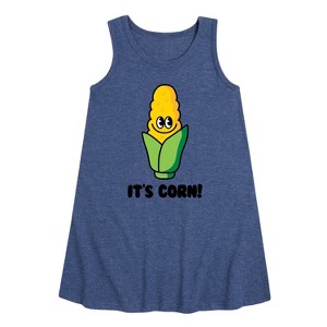 Girls' - Instant Message - It's Corn Graphic Sleeveless Aline Dress - 1 of 4