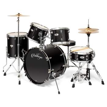 Ashthorpe 5-Piece Professional Adult Drum Set with Remo Drumheads and Premium Brass Cymbals
