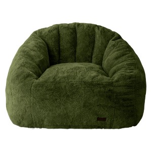 MAXYOYO Giant Bean Bag Chair - Faux Fur Oversized Shell Design for Reading (Green) - 1 of 4
