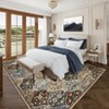 Vintage Trellis Area Rug Traditional Floral Washable Rugs for Living Room Bedroom Low Pile Non-Slip Floor Carpet - 2 of 4