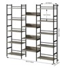 Triple Wide 5 Tier Bookshelf, Industrial Large Bookshelf with 4 Open Display Shelves, Tall Rustic Bookcase for Bedroom Office - 3 of 4