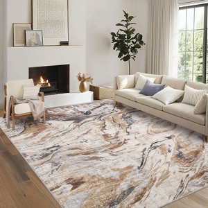 Faux Wool  Modern Abstract Machine Washable Area Rug Non Slip Soft Floor Carpet Low Pile Rug Foldable Nursery Rug for Bedroom - 1 of 4