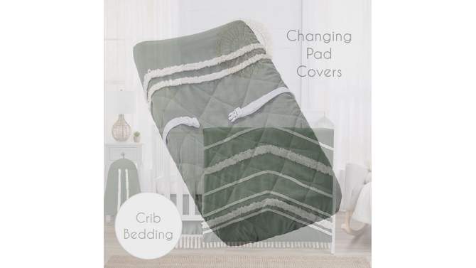 Sweet Jojo Designs Boy or Girl Gender Neutral Unisex Changing Pad Cover Boho Fringe Green and White, 2 of 7, play video