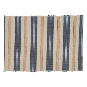 Saro Lifestyle Striped Placemat, 14"x20" Oblong, Periwinkle Blue (set of 4 pcs)