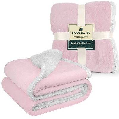 Blush Pink Twin Reversible Sherpa Fleece Blanket