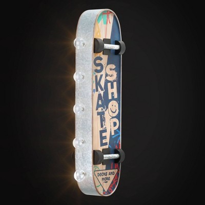 Vintage Metal LED Skate Shop Marquee Sign with Bulbs
