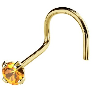 Jewelry Avalanche 22G 14K Gold Nose Screw Nose Stud with Citrine Gemstone - 1 of 2