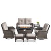 Buenhomino 7 Piece Outdoor Patio Wicker Conversation Set with Fire Pit Table, Includes Glider Loveseat, Swivel Rocking Chairs, Ottomans and Side Table - 2 of 4