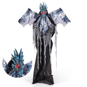6ft Halloween Animatronic Decoration with Light Up Eyes Posable Wings and Arms - 1 of 4