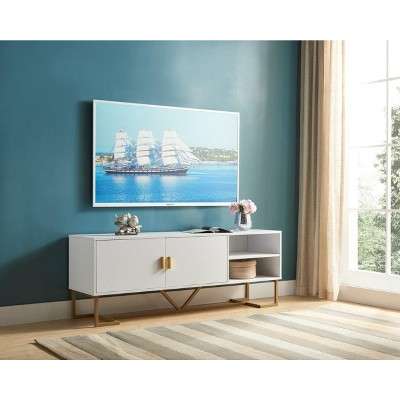 Xiyuyeu Tv Stand Modern Media Console With 2 Open Shelves Entertainment ...