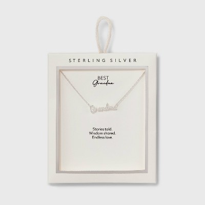 Sterling Silver "Grandma" Pendant Necklace - Silver