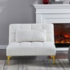 Convertible Sofa, Modern Teddy Fabric Futon Sleeper Sofa Bed with Adjustable Backrest & Pillow, Gold Metal Legs for Small Spaces Living Room - 3 of 4