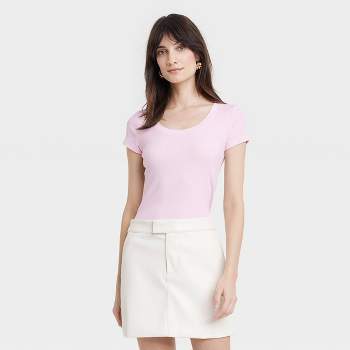 Women's Slim Fit Shrunken Rib Tank Top - Universal Thread™ Pink L : Target