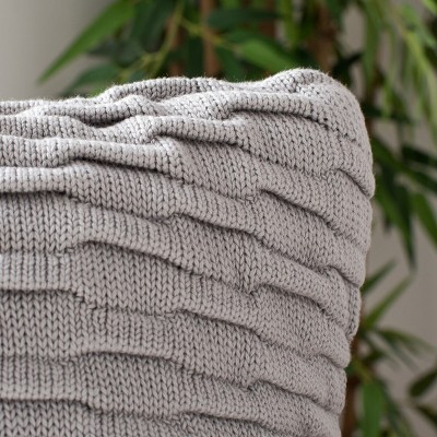 Noela 20" Gray Textured Cotton Throw Pillow