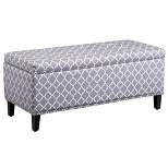 HOMCOM Large 42" Tufted Linen Fabric Upholstery Storage Ottoman Bench with lift-top for Living Room, Entryway, or Bedroom - Gray Lattice