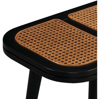 Emilia Acacia and Cane Multi-Color Tapered Leg Bench