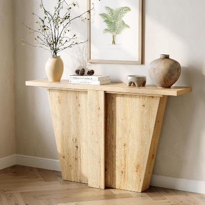 Tribesigns 55” Console Table, Narrow Entryway Table for Living Room, Bedroom, Office, Entrance, Foyer, Industrial Wooden, Natural