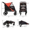 Foldable Dog Stroller for Medium and Large Dogs with Mesh Window Shock Absorption Storage and Safety Leash for Travel and Walking - LAOTIES - 2 of 4