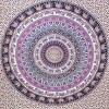 HomeRoots 92" X 84" Purple Black And White Mandala Cotton Hanging Tapestry - 4 of 4
