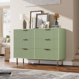 Zstar 47.2" Fluted 6 Drawer Dresser for Bedroom, Deep Drawers - 1 of 4